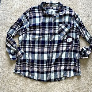 NWOT lightweight button up flannel-look top